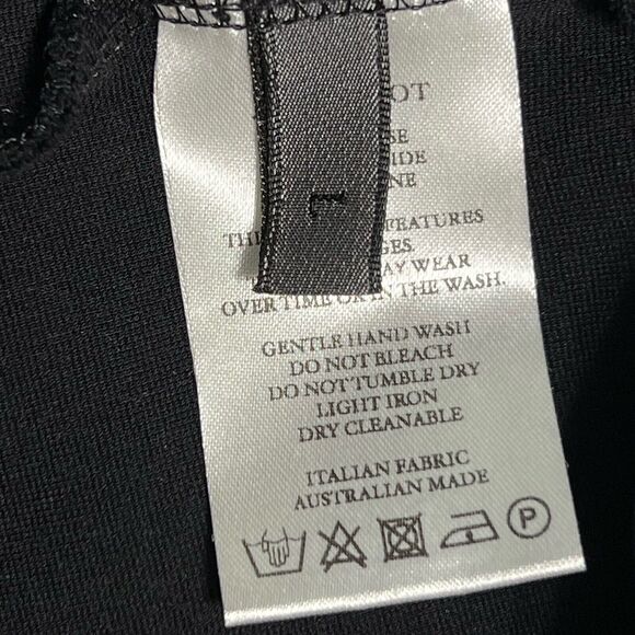 Josh Goot Little Black Dress Women's L Sheath Italian Fabric Stretchy Raw Hem - Picture 5 of 14